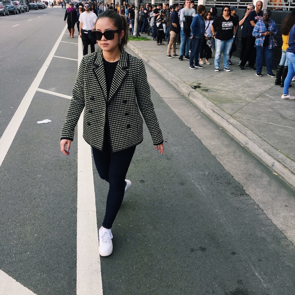 MISS WU (JASON WU) Checked Neon Black Blazer Sz 4